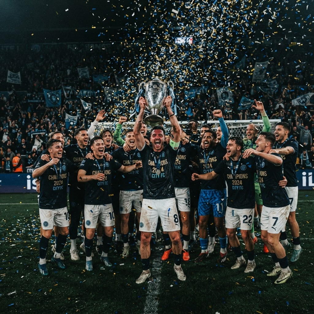 Mannschaft feiert mit Pokal